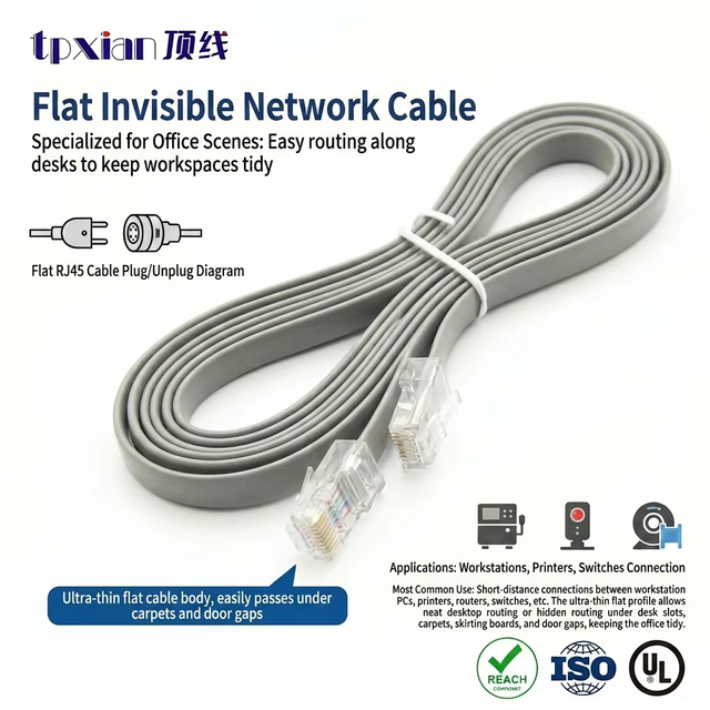 Ultra Thin Flat RJ45 Ethernet Cable Cat6 Cat7 High Speed Gigabit Network Patch Cord for Router Switch Modem