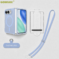 Étui Duo pour iPhone en PC TPU mat bleu ciel avec protection d'écran en verre trempé HD et cordon de téléphone en nylon OEM