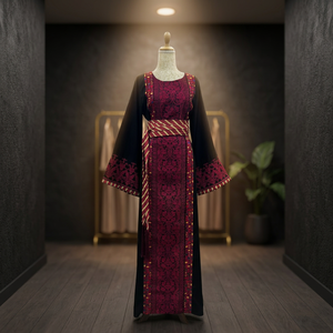 Robe droite traditionnelle marocaine en satin de qualité supérieure, respirante, luxueuse, vintage, ornée de cristaux, modeste - Product Image 4