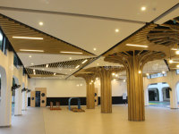 Offre Spéciale 50*50mm WPC décor tube carré panneau de séparation murale en plastique bois Composite MDF tube