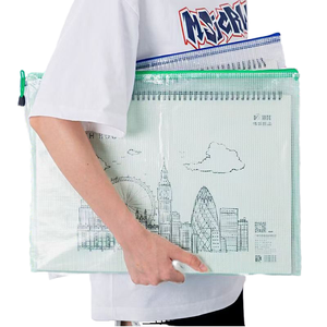 Tùy chỉnh A3 lưới dây kéo tập tin tài liệu túi dày PVC lưu trữ lớn cho tài liệu quảng cáo bức tranh báo lá cải với biểu tượng tùy chỉnh - Product Image 1