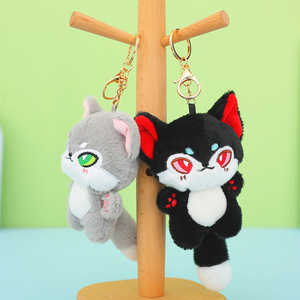 Porte-clés en peluche <span class=keywords><strong>loup</strong></span> aux grands yeux, style dessin animé mignon, jouets en peluche pour enfants, breloques, poupées en peluche - Product Image 4