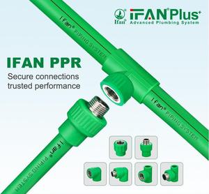 Les fabricants IFAN fournissent des tuyaux DIN PPR Tube 20-110mm coude femelle tuyaux et raccords PPR en plastique vert - Product Image 4