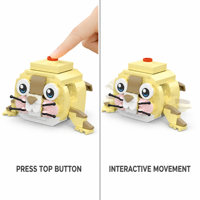 Ensemble de blocs de construction interactifs personnalisés Lion de mer avec ailerons mobiles à bouton-poussoir, jouet de construction animalier STEM, OEM, marque privée