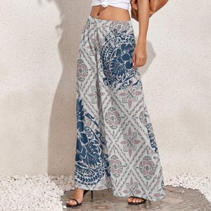 Personnalité personnalisée Conception tribale polynésienne Pantalons pour femmes <span class=keywords><strong>Grande</strong></span> <span class=keywords><strong>taille</strong></span> Maroon <span class=keywords><strong>Pantalon</strong></span> palazzo à jambes larges - Product Image 5