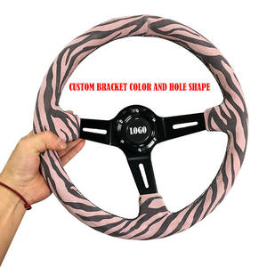 2023 Style chaud personnalisé LOGO support couleur forme <span class=keywords><strong>volant</strong></span> universel imprimé léopard <span class=keywords><strong>volant</strong></span> de voiture - Product Image 4