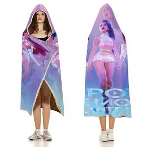 Vente en gros de couvertures à capuche personnalisées K Pop Kpop Demon Hunters, couvertures douces et chaudes en polaire et en flanelle avec capuche - Product Image 2