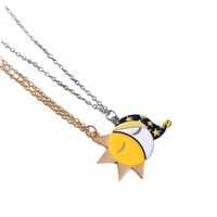 Ours en peluche couple soleil et lune dessin animé patchwork collier, soleil et lune bonne nuit emo couple pendentif, cadeau saint valentin