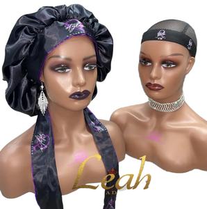 Gorro de satén sedoso Reversible de doble capa Gorro de dormir de pelo rizado con lazos ajustables para peinar - Product Image 1