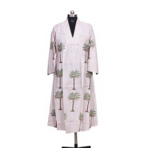 Beautiful Cotton Women's Casual Midi <b>Boho</b> <b>Dress</b> Hand Block Printed Summer <b>Dress</b> with Lace Decoration <b>Plus</b> <b>Size</b> Washable - Product Image 1