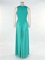 Robe longue maxi moulante décontractée sans manches en mousseline unie avec patchwork, idéale pour l'été et le printemps, pour femme