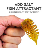 Nouveau lot de 5 leurres souples en PVC côtelé de 75 mm et 6 g, type ver, pour la pêche à la perche, à la truite, au bar et au brochet, avec tête de jig, leurres nageurs