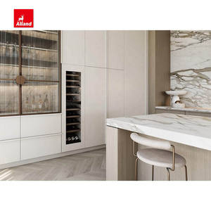 Armoires de cuisine modernes Alland High Tech avec façades modulaires en bois, placage bois véritable, crédence et carrelage mural, robinet inclus - Product Image 4
