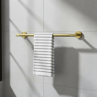 Porte-serviettes mural en acier inoxydable brossé doré de qualité supérieure, barre simple, pour salle de bain, hôtel, famille