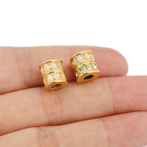 Cuentas cilíndricas de circonita cuadrada con incrustaciones de diamantes de acero inoxidable para la fabricación de pulseras, accesorios de joyería DIY, cuentas espaciadoras al por mayor - Product Image 4