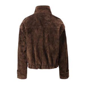 Veste en <span class=keywords><strong>daim</strong></span> véritable pour femme, modèle 2026, en cuir de chèvre véritable, chaude, pour le printemps et l'automne - Product Image 2