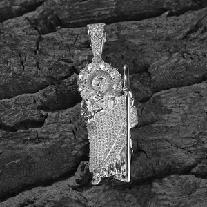 Gioielli Hip Hop, Ciondolo San Giuda Taddeo in Ottone Placcato Oro con Diamanti Simulati, Solo Ciondolo - Product Image 5