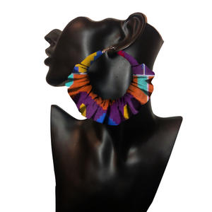 Afrikanische Mode Schmuck handgefertigter gemischter Stil große Schleife Damen Ankara Stoffohrring - Product Image 2