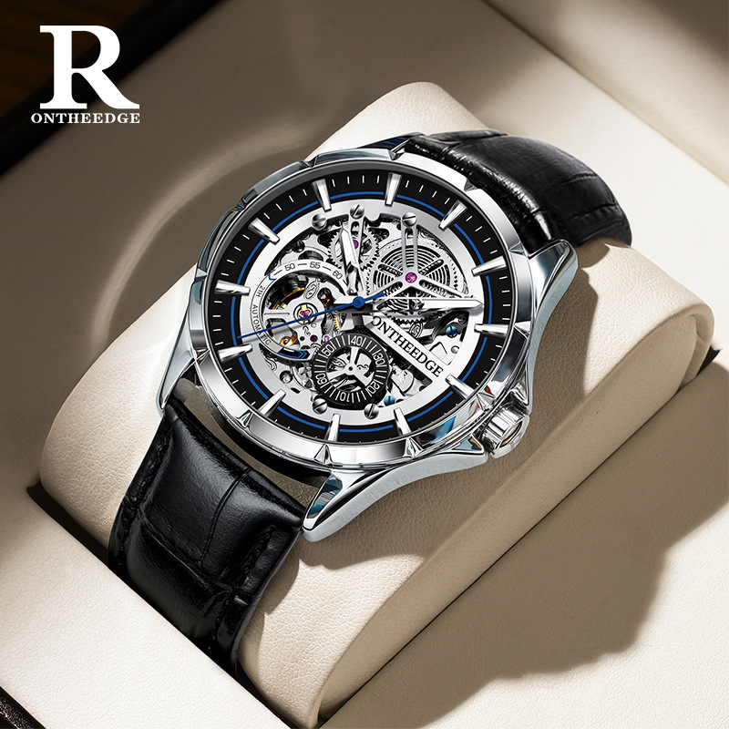 Rzy087 cuero negro plateado