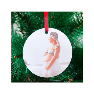Grands ornements métalliques de noël, brillants, Aluminium, Sublimation, 100 pièces, dispositif sous forme de cercle rond, magnifique, personnalisé, DIY, noël - Product Image 6