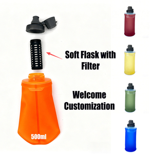 Gourde souple filtrante pliable, Pichets et bouteilles filtrantes à eau, <span class=keywords><strong>Bouteille</strong></span> filtrante à eau portable, Gourde souple en TPU 500ml 42mm - Product Image 1