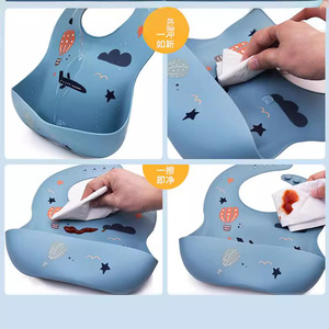 Bavoir bébé en silicone 3D type arc surface mate 0-12 mois accessoire d'alimentation - Product Image 5