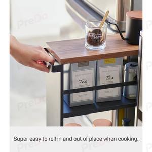 ชั้นวางของในครัวแบบมินิมอลทรงเพรียวบาง ทำจากโลหะ สำหรับจัดเก็บของข้างตู้เย็น หลายชั้น ประกอบง่าย - Product Image 4