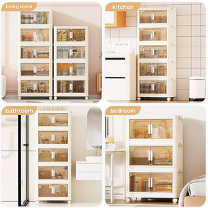 DB 19.69\" Side Wide Folding <b>Storage</b> Cabinet 3 Tiers 19.69\" X 11.81\" X 31.1\" Collapsible <b>Storage</b> <b>Bins</b> <b>Plastic</b> <b>Storage</b> Boxes - Product Image 3