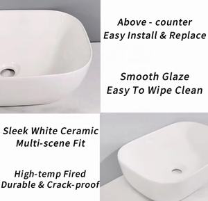 Lavabo en céramique rectangulaire émaillé de haute qualité Tarpul, design moderne, lavabo en céramique <span class=keywords><strong>pour</strong></span> salle de bain - Product Image 2