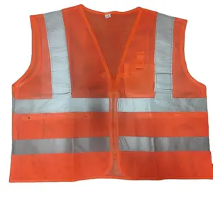 Engineer Safety Vest 3 Pockets Orange Color 80 GSM Mesh fabric high visibility or normal tape security reflective vest