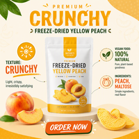 Certificat BRC HALAL KOSHER, Vente Directe Usine, Snack Sain Séché, Aliment Végétalien, Goût Sucré, Pêche Lyophilisée, ODM OEM Marque Privée