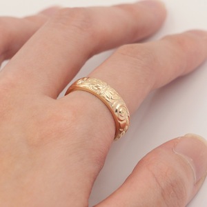 E495 Bagues de mode en <span class=keywords><strong>or</strong></span> rempli 14K, motif floral sculpté, anneaux circulaires ajustables, bagues de <span class=keywords><strong>mariage</strong></span> ouvertes, bijoux pour femmes et hommes - Product Image 3