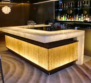 Comptoir de bar en pierre de marbre avec led, surface robuste, meubles de discothèque, design