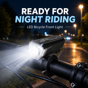 ไฟหน้าจักรยานอะลูมิเนียมอัลลอยด์ LED ปรับความสว่างได้ ชุดไฟท้าย ABS กันน้ำ สำหรับขี่กลางคืน แบตเตอรี่แบบชาร์จได้ - Product Image 1
