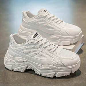 Chaussures tendance pour hommes, nouveau style 2025, blanc pur, <span class=keywords><strong>semelle</strong></span> épaisse, hauteur accrue, chaussures de sport, chaussures de course blanches pour adolescents - Product Image 1