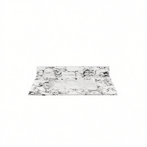 Encimera de Baño Carrara Blanco y Negro 31x22, Mármol Artificial, Preperforada, Fregadero de Cerámica Empotrado, Protector de Salpicaduras - Product Image 1