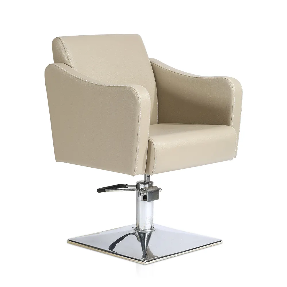 Chaise de coiffeur hydraulique en cuir synthétique PVC kaki