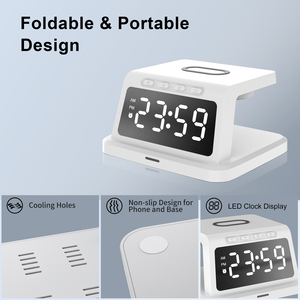 Soporte ajustable para <span class=keywords><strong>smartwatch</strong></span> <span class=keywords><strong>cargador</strong></span> inalámbrico <span class=keywords><strong>4</strong></span> en 1 con despertador digital para iwatch iPhone airpods - Product Image 3