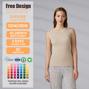 Débardeur côtelé en bambou biologique pour femme avec logo personnalisé, idéal pour le sport, le fitness et le yoga - Product Image 2