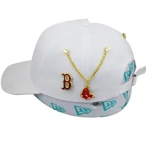 New ML B Baseball Team Hat Decoration Chain Cap Pins Metal Paint Hat Badge Emblem Pendant Hat Pins With Chain In Stock