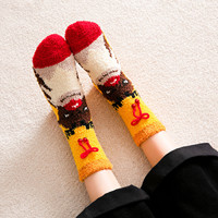 4 paires de chaussettes de Noël en polaire corail tricotées, chaudes pour l'hiver, unisexe, dans une boîte cadeau