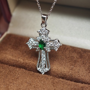 Collier pendentif en argent 925 avec zircon en forme de croix, vente en gros, unisexe/hommes/femmes, cadeau de fiançailles, mariage, usage quotidien, minimaliste - Product Image 4