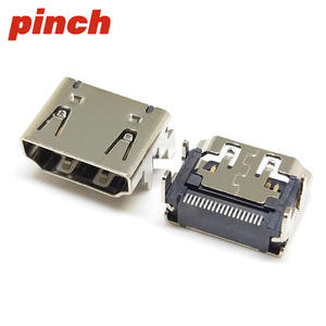 Conector HDMI Hembra de 19 Pines, Carcasa de Cobre Niquelado, Montaje Superficial - Product Image 1