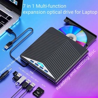 Drive Optik Eksternal 7-in-1 Terbaru Dengan HUB dan Pemutar Flash Disk USB, Pembaca Kartu SD/TF, Pembakar DVD CD untuk Laptop