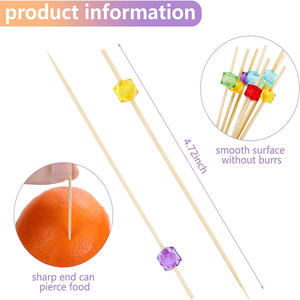 Brocheta desechable de bambú para decoración de fiestas, pinchos de frutas y palos de bambú para <span class=keywords><strong>SAIE</strong></span> - Product Image 5