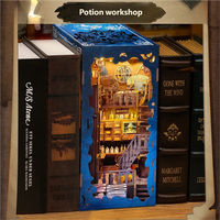 Puzzle 3D en bois Book Nook - Maison de poupée à construire soi-même avec modèle de bibliothèque miniature
