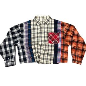 Chemise Streetwear Personnalisée Homme Oversize Manches Longues à Carreaux – Chemise en Flanelle Patchwork avec Panneaux Découpés et Cousus - Product Image 6