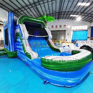 Castillo inflable tropical comercial con tobogán acuático, ideal para fiestas al aire libre. - Product Image 4