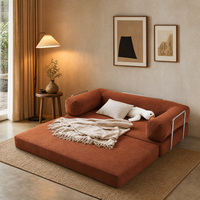 Canapé-lit modulaire en velours côtelé avec design pliable et gain de place pour salons modernes et chambres d'amis
