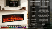 Cheminée électrique LED CE européenne de 60 pouces, 13 couleurs, insert de cheminée encastré, chauffage, meuble TV décoratif, foyer décoratif